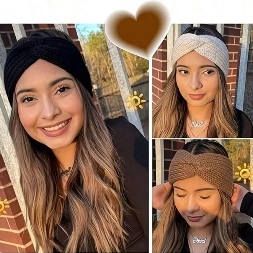 🌹 Pick Your Color - Stylish Knitted Headbands - Black, Cream or Brown‎